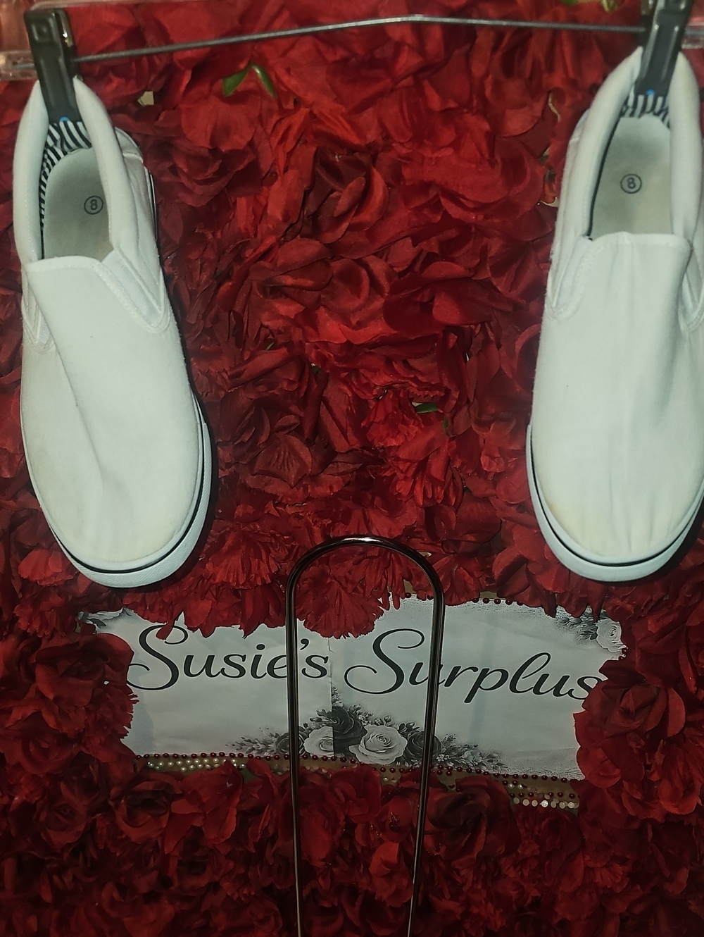 Women's White Slip-On Canvas Sneakers Size 8